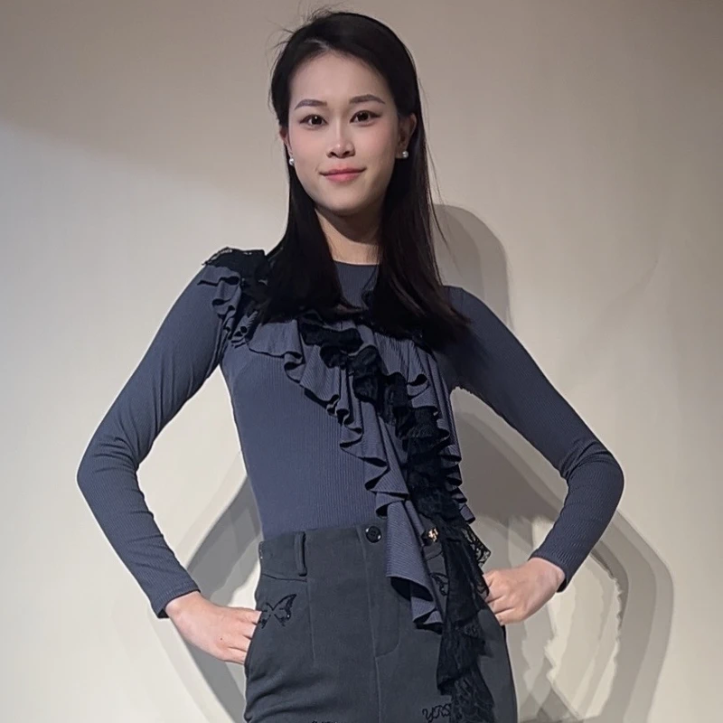 YRSS舞服♥新款灰旋软绵蕾丝上衣摩登舞服