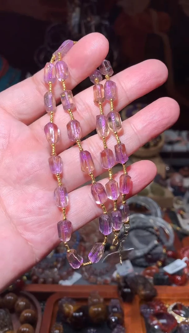 水晶珠宝半成品未镶嵌紫黄晶项链