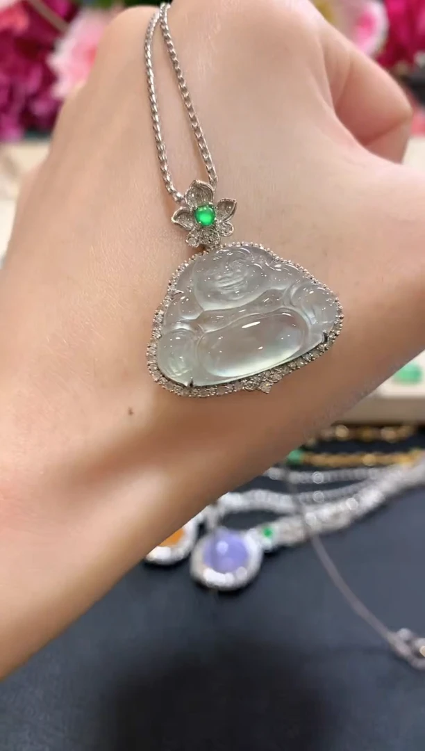 吊坠(不含链)18K金镶嵌翡翠a86