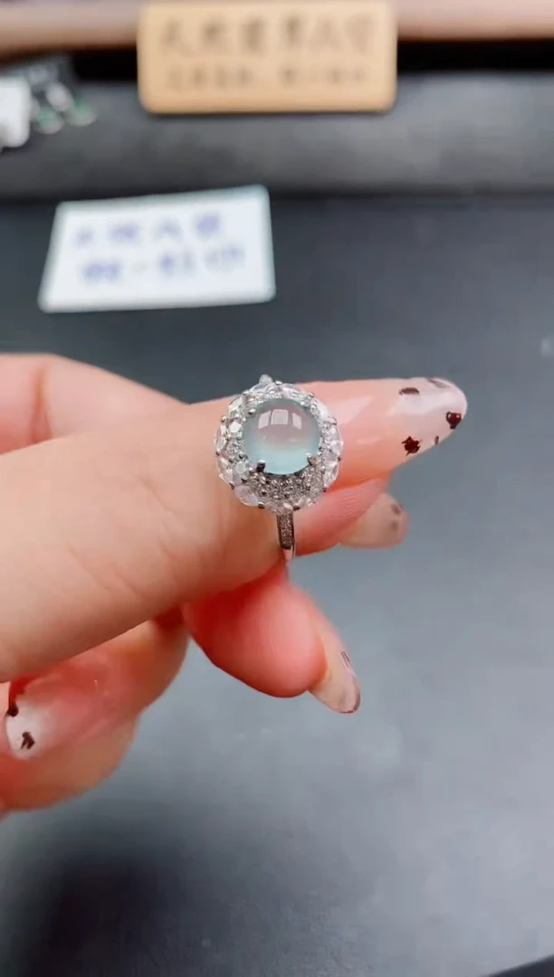 银S925镶嵌戒指翡翠1