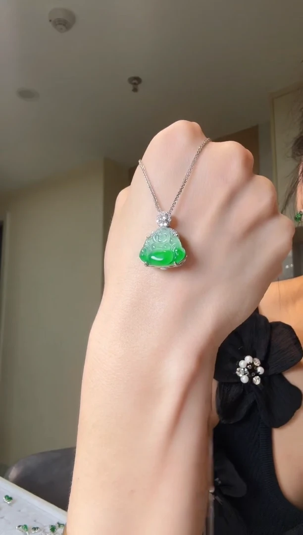 翡翠银S925镶嵌吊坠(不含链)天然翡翠吊坠
