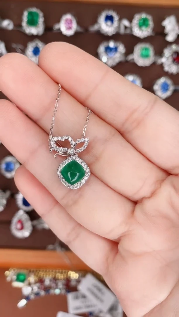 【闪购商品】祖母绿18K金锁骨链18K金镶嵌克拉