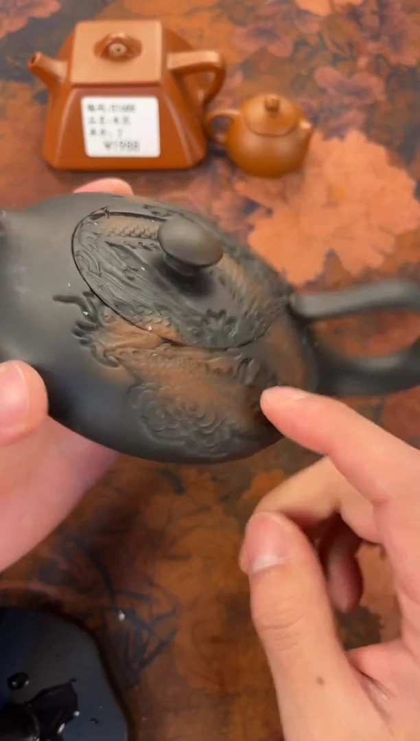 茶杯紫砂紫陶扁平龙壶