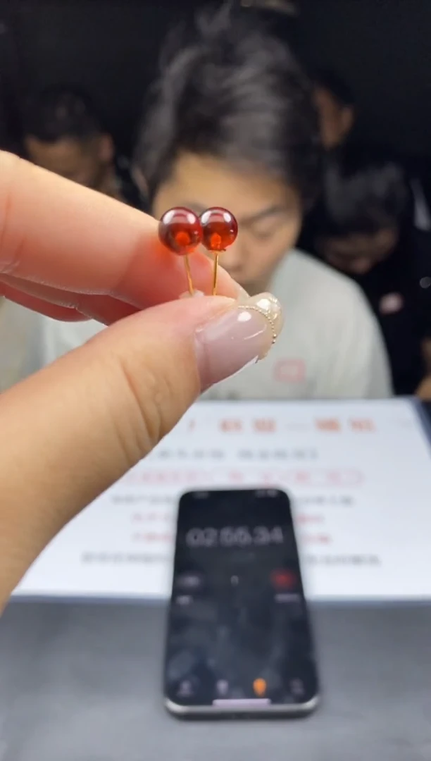 银S925镶嵌琥珀耳饰多样性-耳饰-R1313