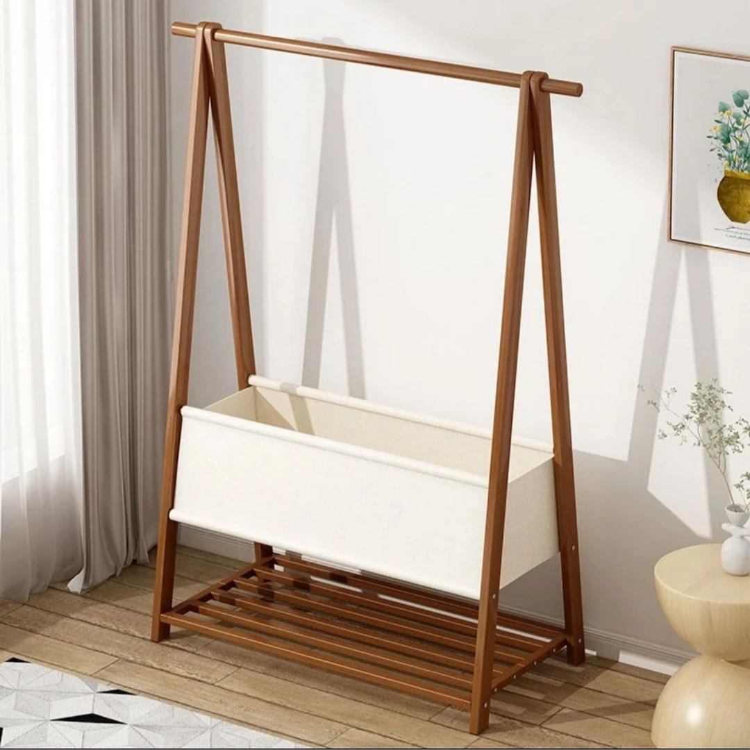 北欧衣帽架落地家用挂衣架可折叠实木室内简易轻奢防尘收纳置物架