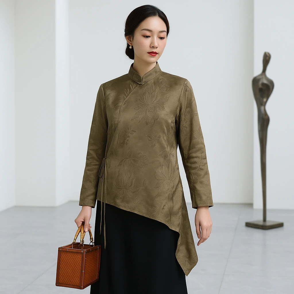 【朴意专属】菊影纱少色脏染不规则上衣    新中式国风气质百搭上衣