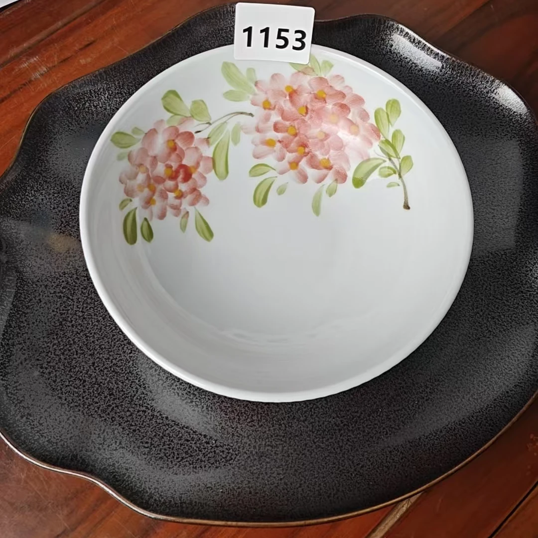 景德镇手绘釉中彩（食品级）大胖碗盘子餐具陶瓷家用1153