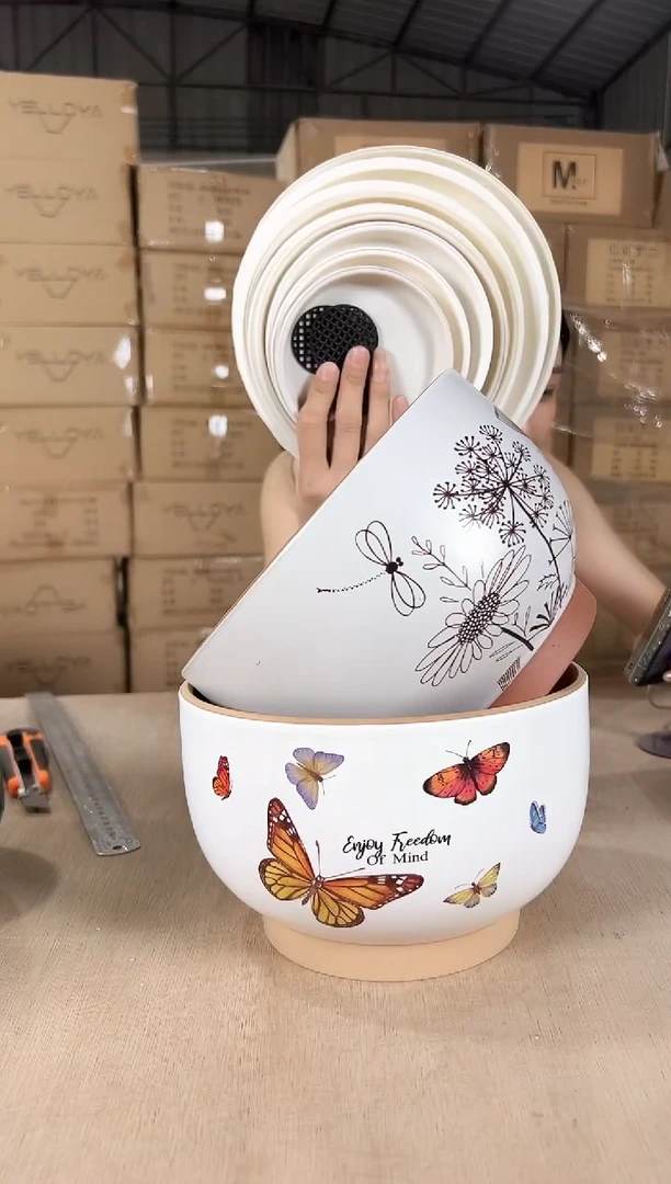 大碗紫砂蝴蝶中号+大碗紫砂素色中号21x14
