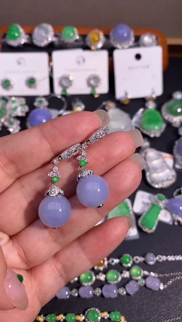 【闪购商品】翡翠耳饰18K金镶嵌耳饰