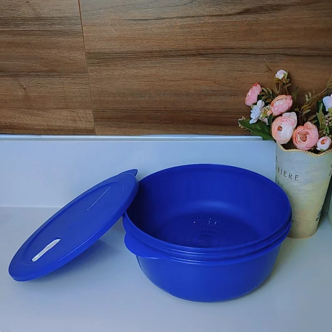 （美）3.8升蓝色带筛微波盆微波食物保温/保凉盆 家用