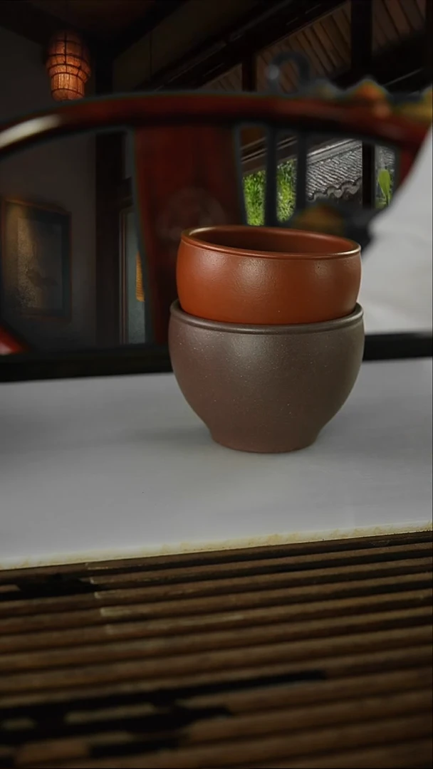 茶杯紫砂I****e底槽请朱泥缸杯200cc