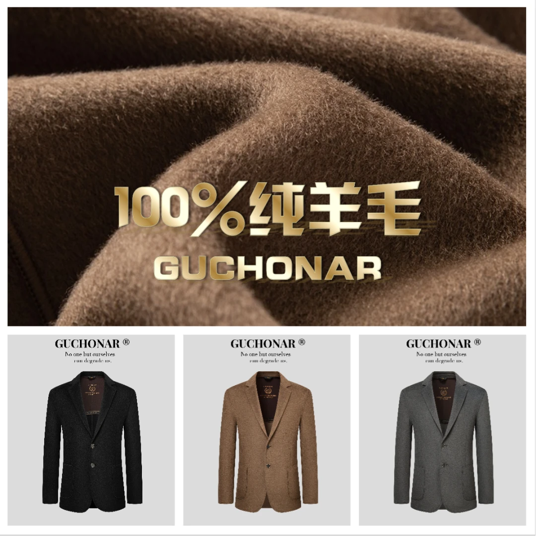 现货现发100%绵羊毛西装男款秋冬季休闲高奢级时尚修身百搭需干洗
