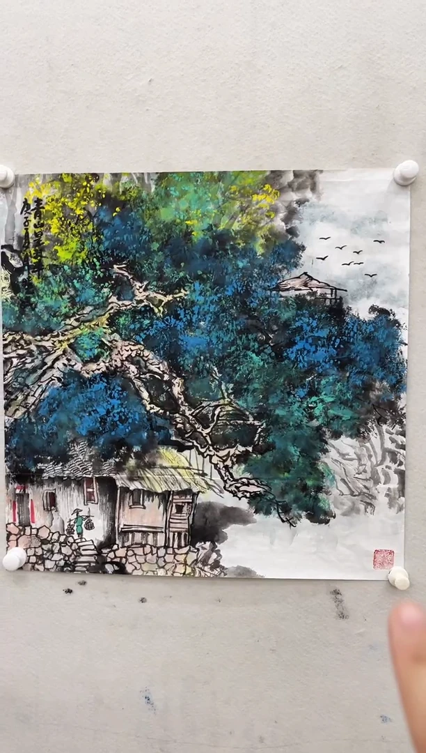 国画Y-毕老师绘画作品-4平尺（带荣宝斋宁波防伪证书）