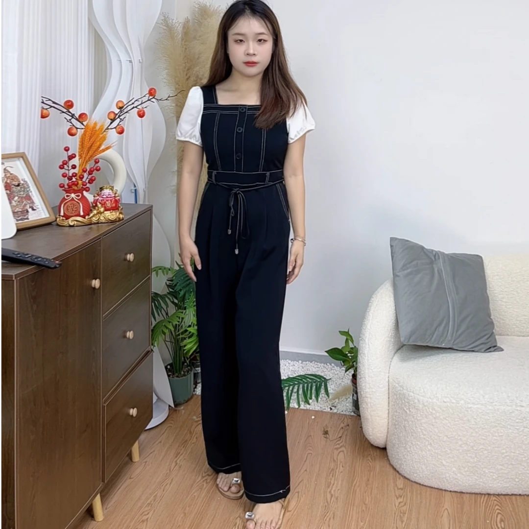 【珍珍专属】2025夏小个子气质小众显瘦通勤气质宽松高腰阔腿连体裤