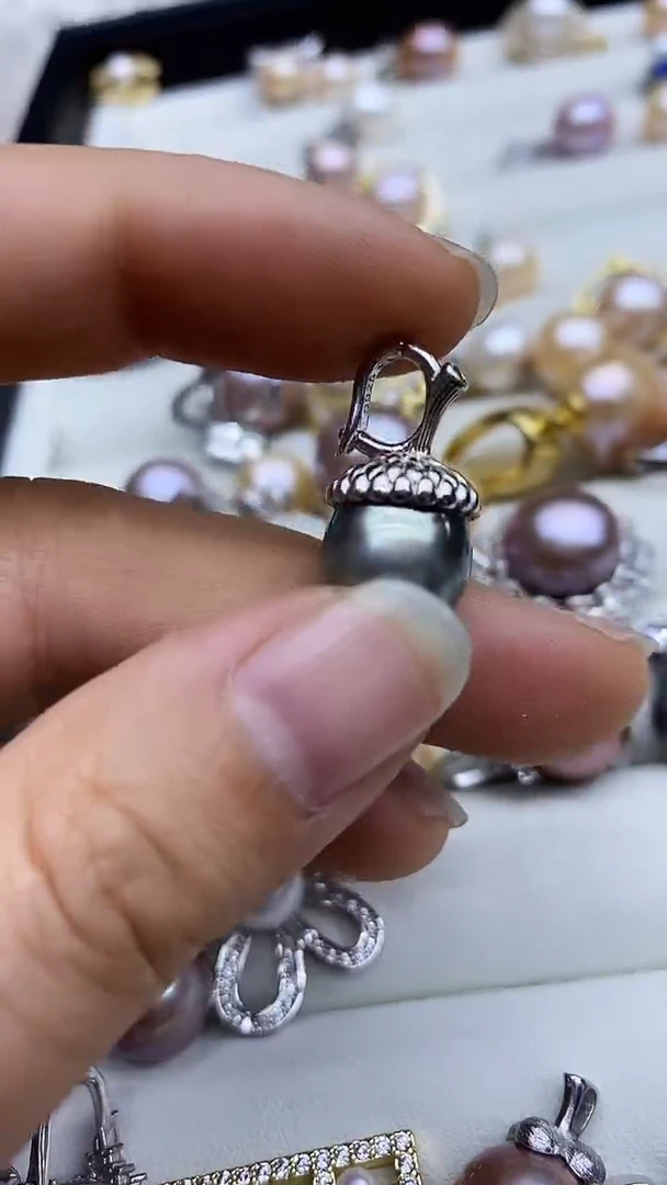 银S925镶嵌吊坠(不含链)海水珍珠吊坠多样性发其一