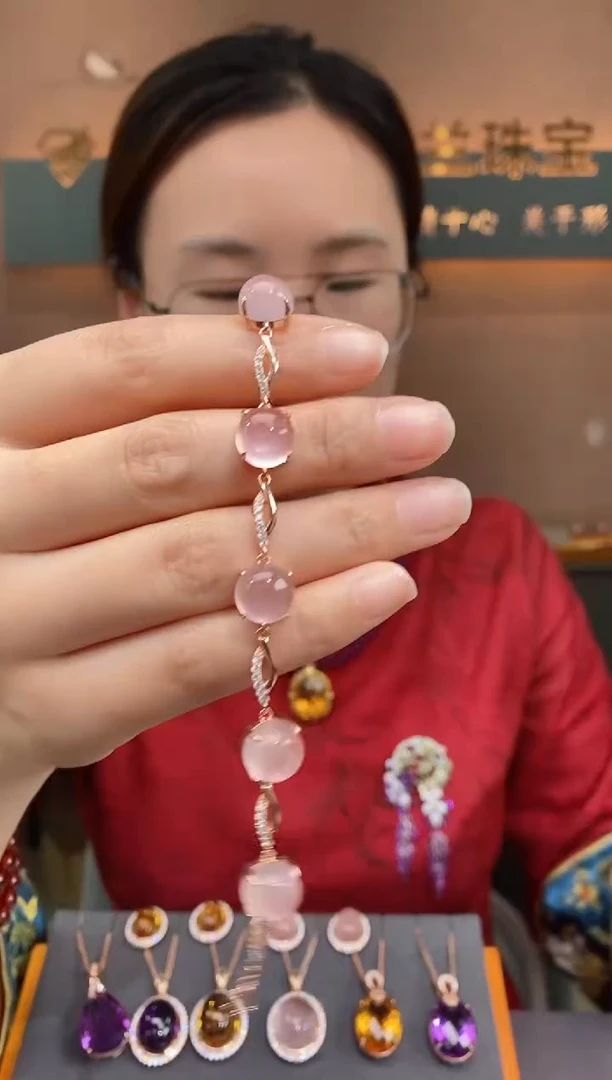 【闪购商品】芙蓉石手链银S925镶嵌芙蓉石手链