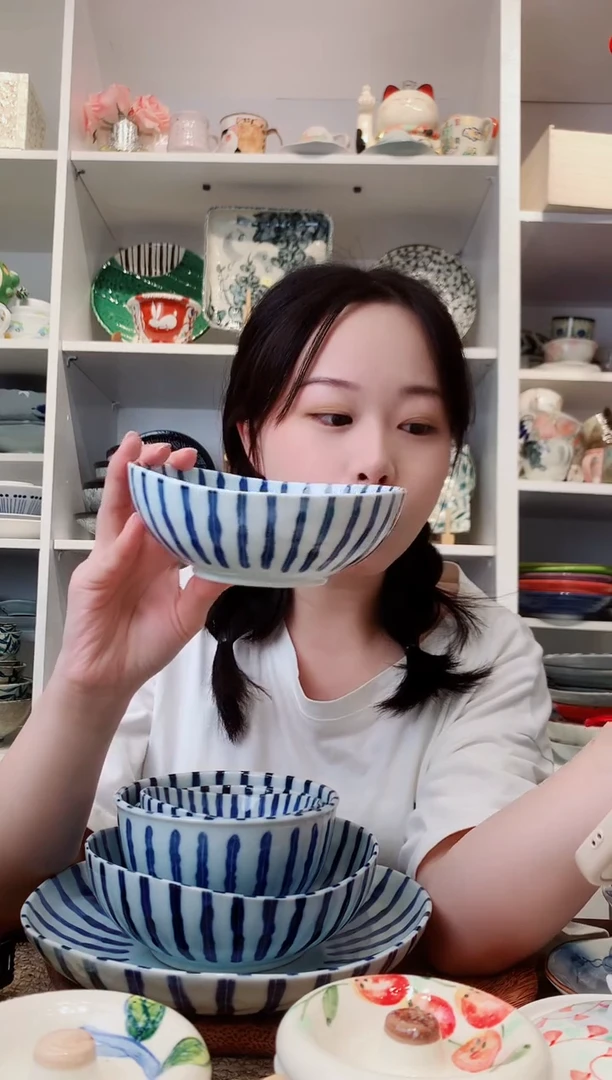 陶瓷浓十草45中钵14cm
