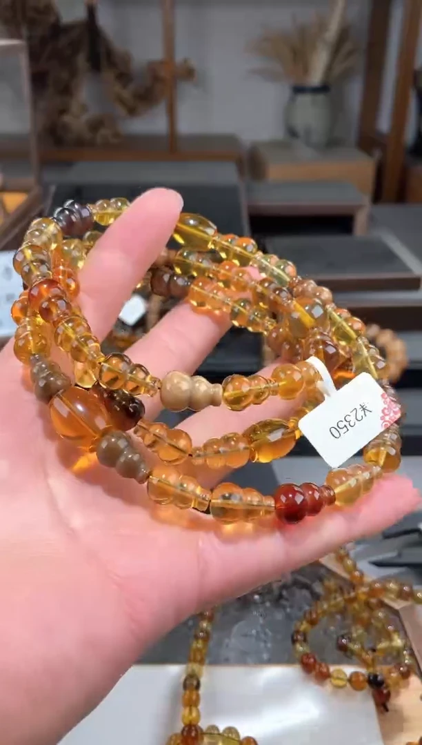 【闪购商品】琥珀手链未镶嵌多宝葫芦珠长链