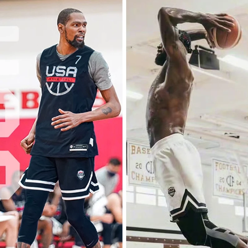 美国队詹姆斯杜兰特训练球裤假两件速干透气美式篮球运动四分短裤