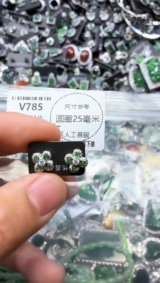 翡翠未镶嵌颈饰V785耳钉