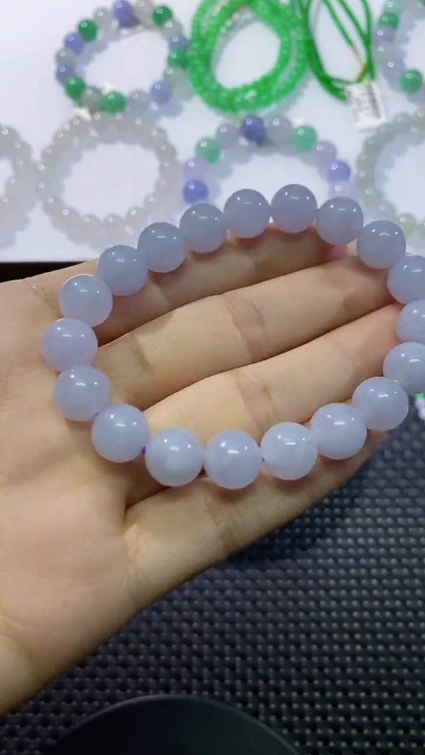 散珠翡翠卡10冰粉紫手串