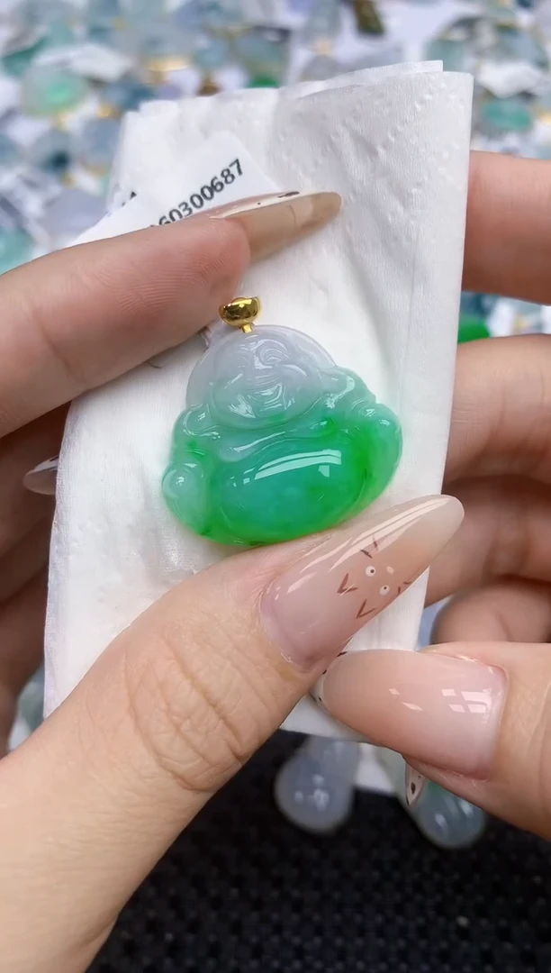 翡翠18K金镶嵌颈饰115   天然翡翠A货