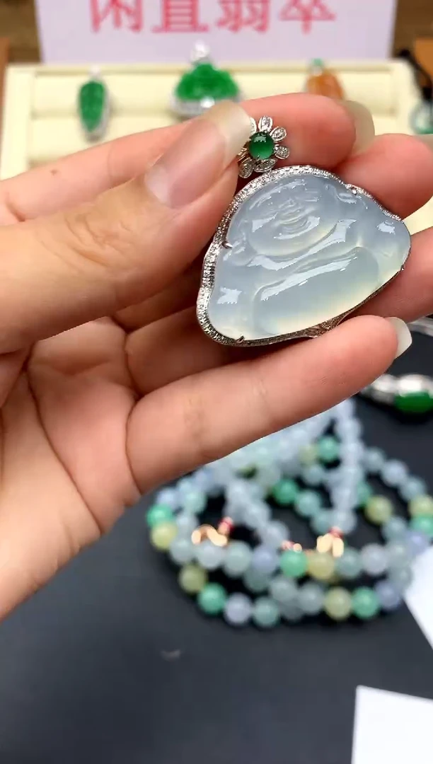 翡翠18K金镶嵌颈饰498-中国好珍宝