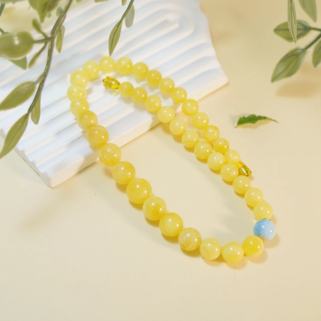 【厚爱公主专享】琥珀白花蜡塔链项链 A02051多样性发一