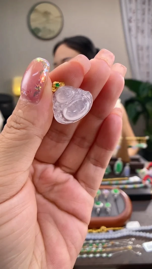 翡翠18K金镶嵌吊坠(不含链)佛公