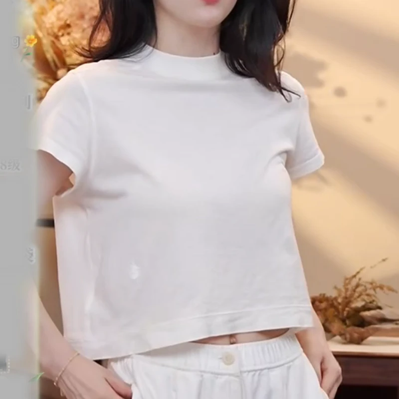 2025新款小半高领通勤宽松休闲短款百搭T恤上衣LK2506955