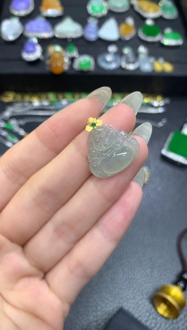 翡翠18K金镶嵌吊坠(不含链)1吊坠不含链