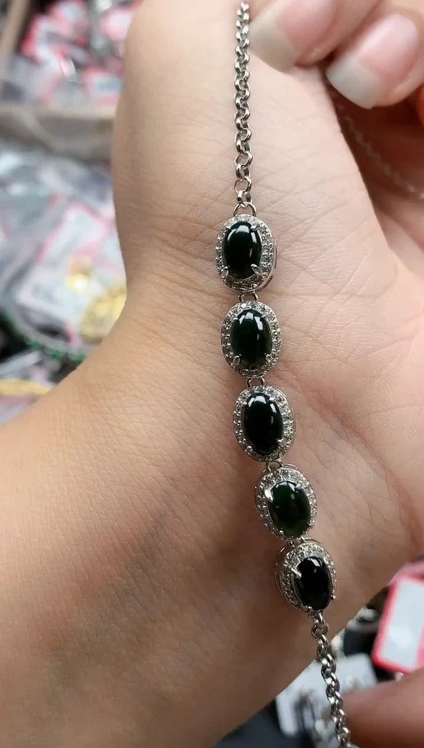 银S925镶嵌戒指翡翠天然A货缅甸翡翠