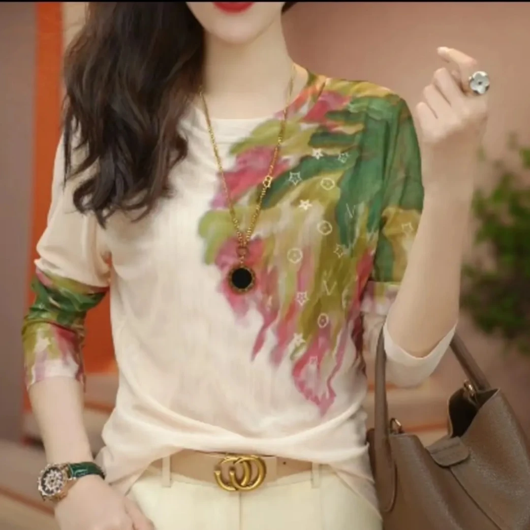 春季新款双层网纱长袖打底衫