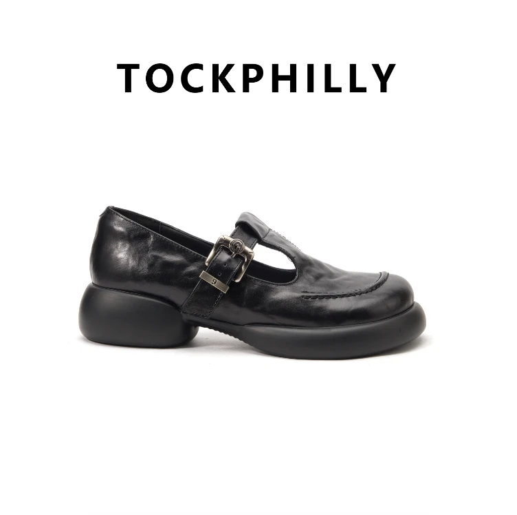 镂空浅口单鞋圆头女鞋复古日系粗跟中口复古风厚底EM89966