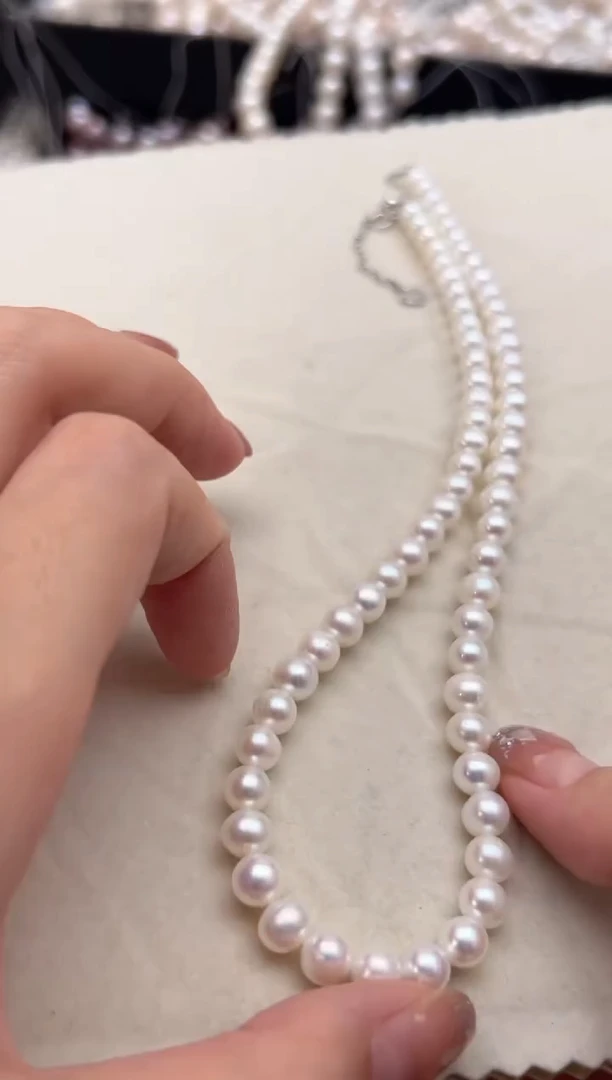 未镶嵌淡水珍珠5正圆*强光7mm左右项链