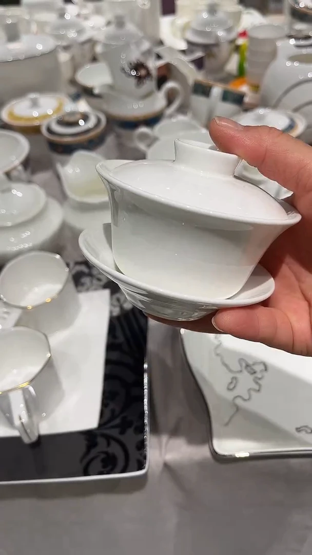 瓷三件盖碗白瓷隆达