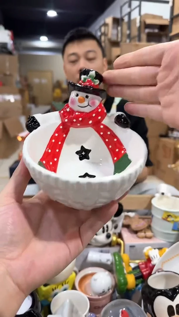 瓷片原盒雪人碗