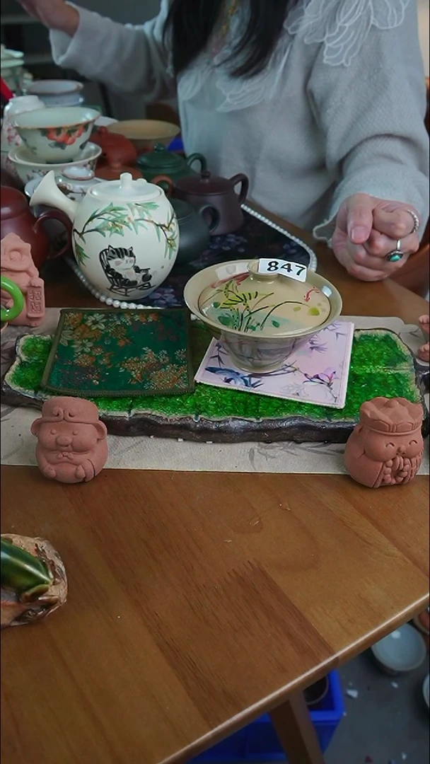 【茶瓷物语】鮰鱼斗笠盖碗847