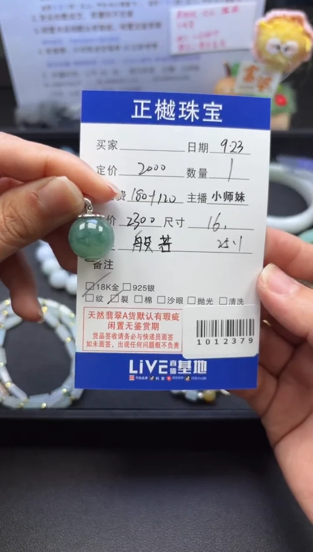 吊坠(不含链)18K金镶嵌翡翠ZYZB-1012379