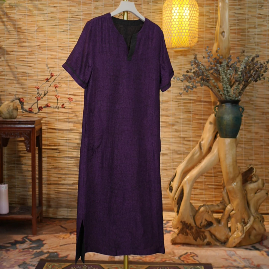 【双龟裙】 双面穿新中式连衣裙260-0170双龟裙紫/绿