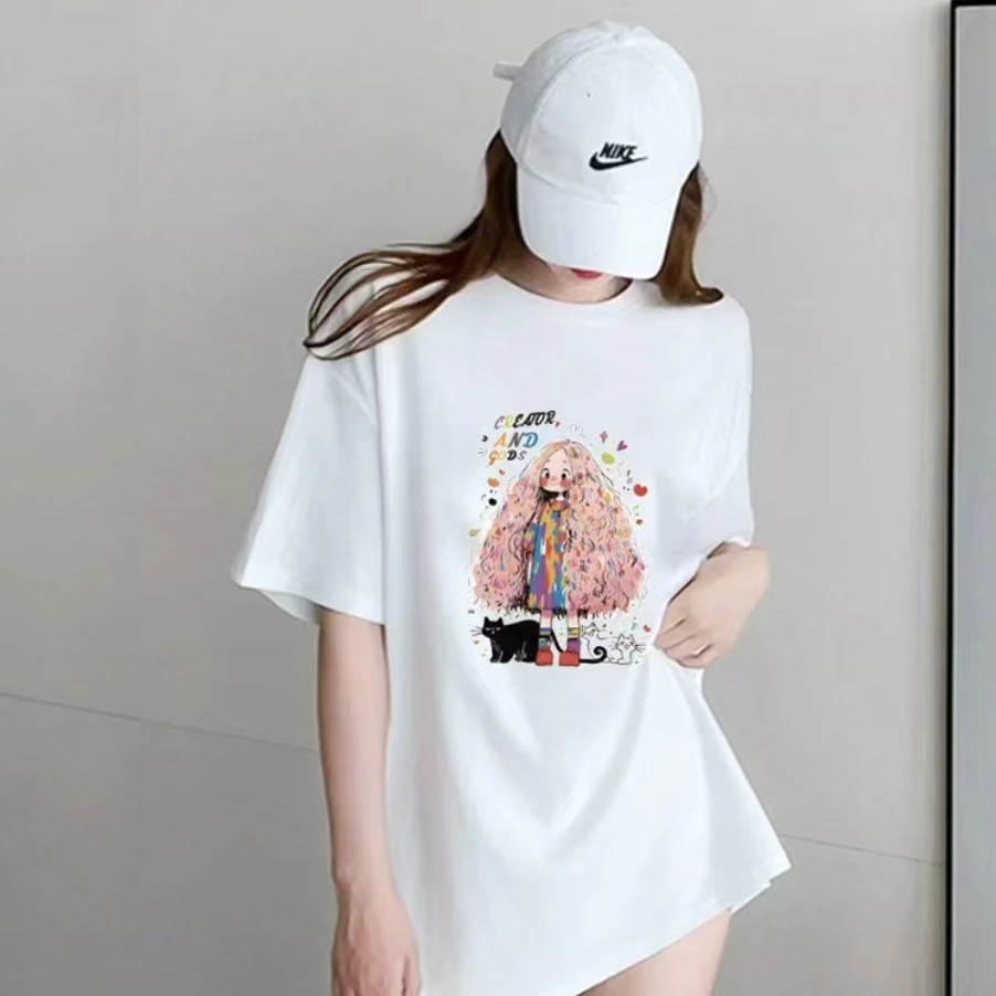 【猫咪女孩】重磅230克新疆长绒棉正肩短袖男女同款纯棉T恤宽松版