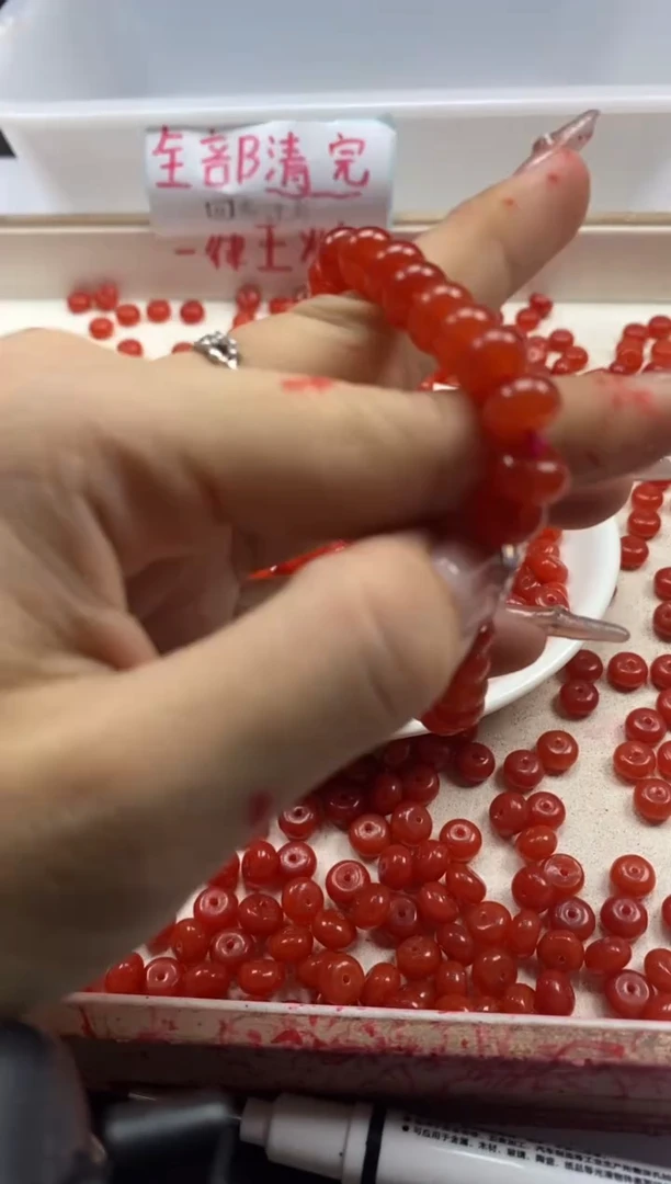 【闪购商品】玛瑙/玉髓颈饰未镶嵌w2280满肉南红算盘8*5mm*20颗