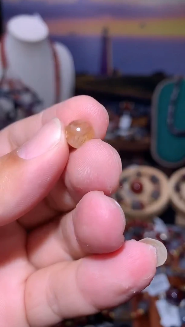 未镶嵌珠宝半成品水晶黄金极光圆珠单颗