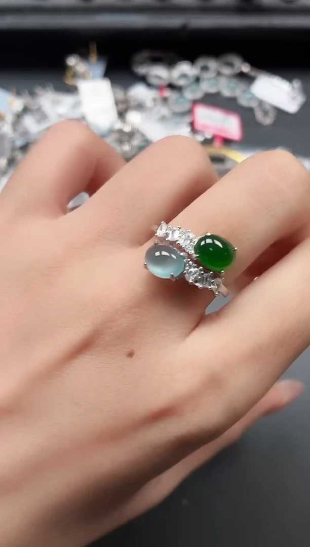 银S925镶嵌戒指翡翠11111111