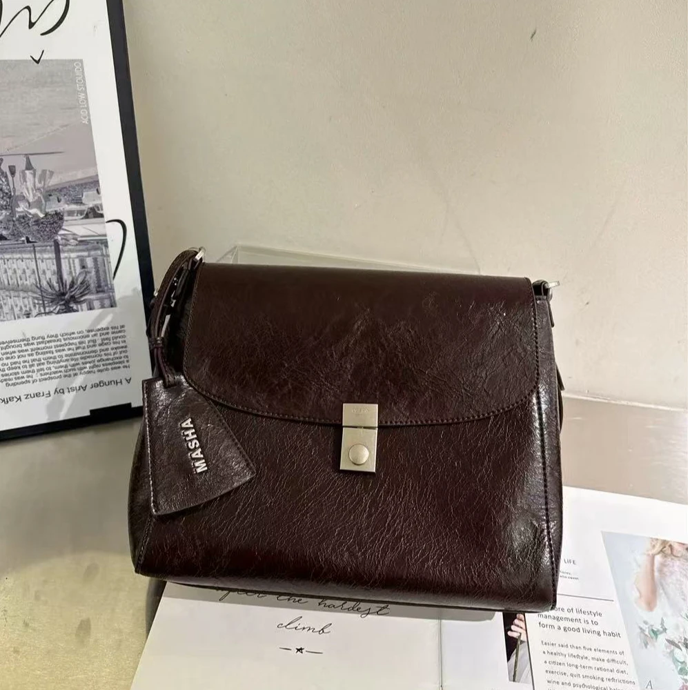 2025秋冬新款玛莎大容量实用简约软皮信封公文包单肩斜挎女包A279