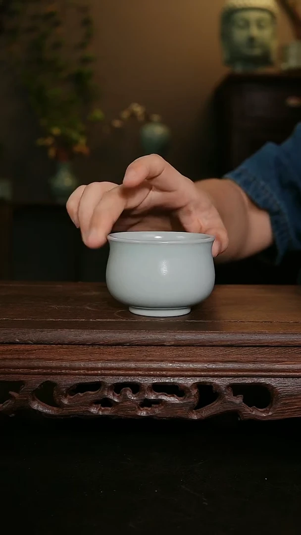 摆件王国奇手工月白玉兰杯 印章