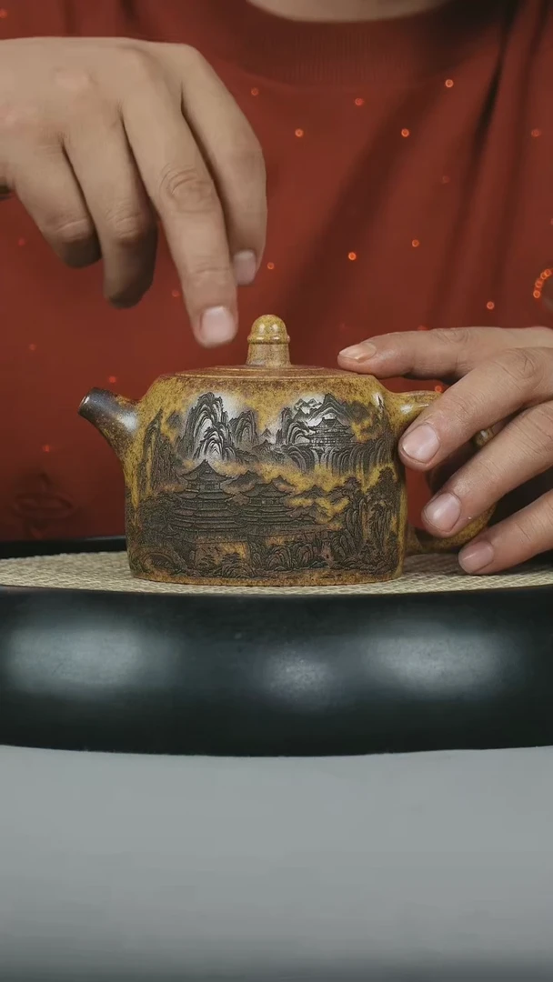 茶壶紫砂 龙骨金砂 井栏  江山如画