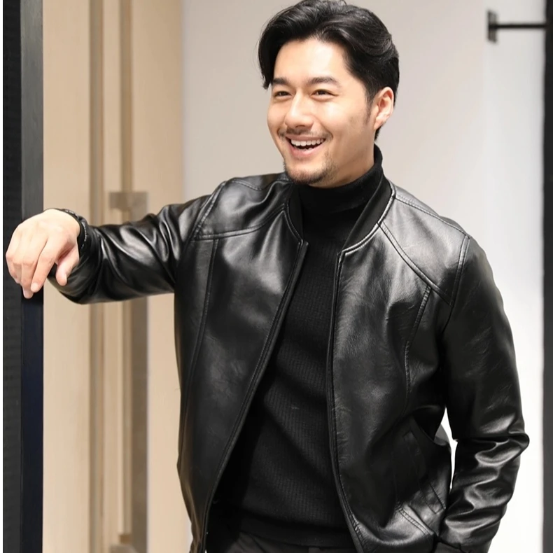2025春季新款棒球服圆领皮衣夹克145-1