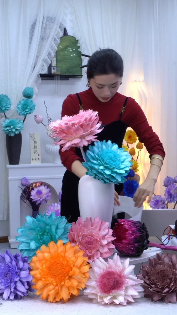 永生洋蓟蒂芙尼蓝+樱花粉【叶片有伤】7232