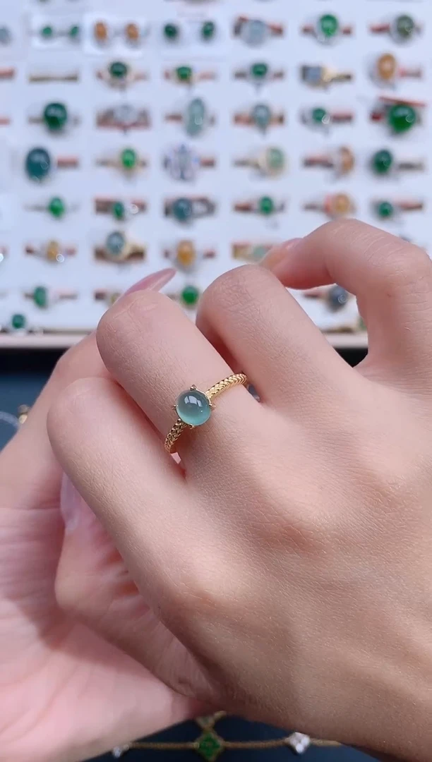 翡翠戒指银S925镶嵌天然翡翠